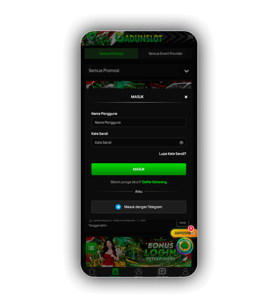 GadunSlot account login screen