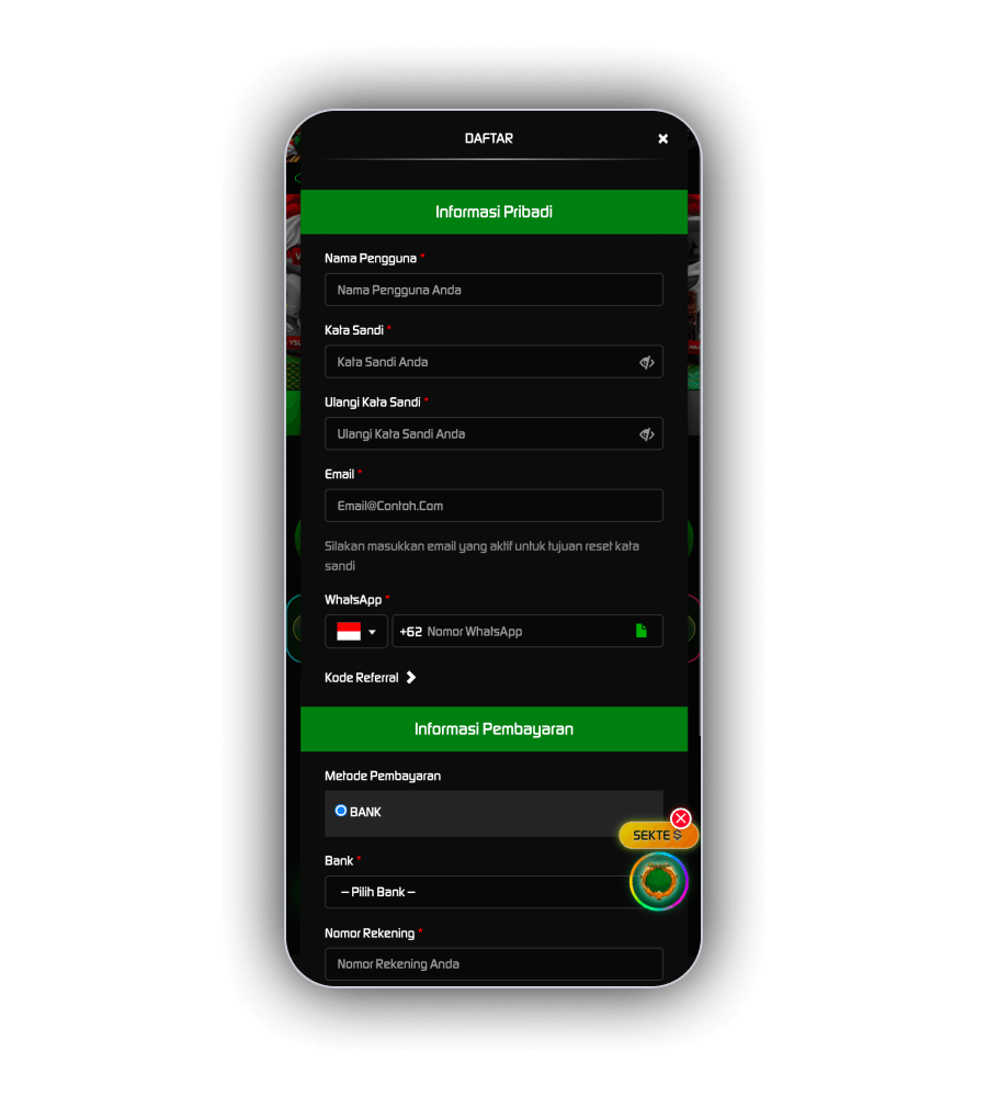 GadunSlot payment options on a mobile screen
